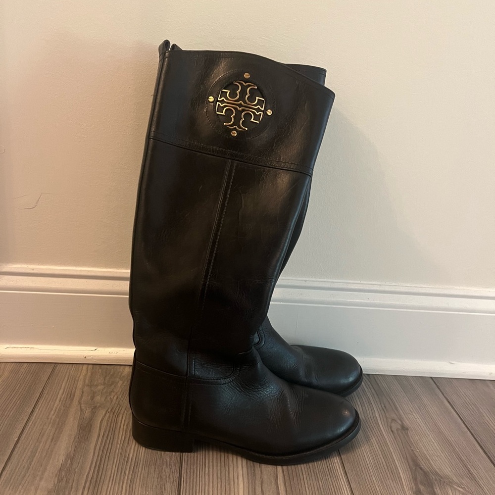 Tory Burch black boots size 8. Barely worn